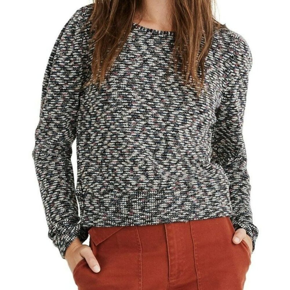 NWT Madewell Mottled Speckled Black White Pink Blue Cropped Dress Sweater XS